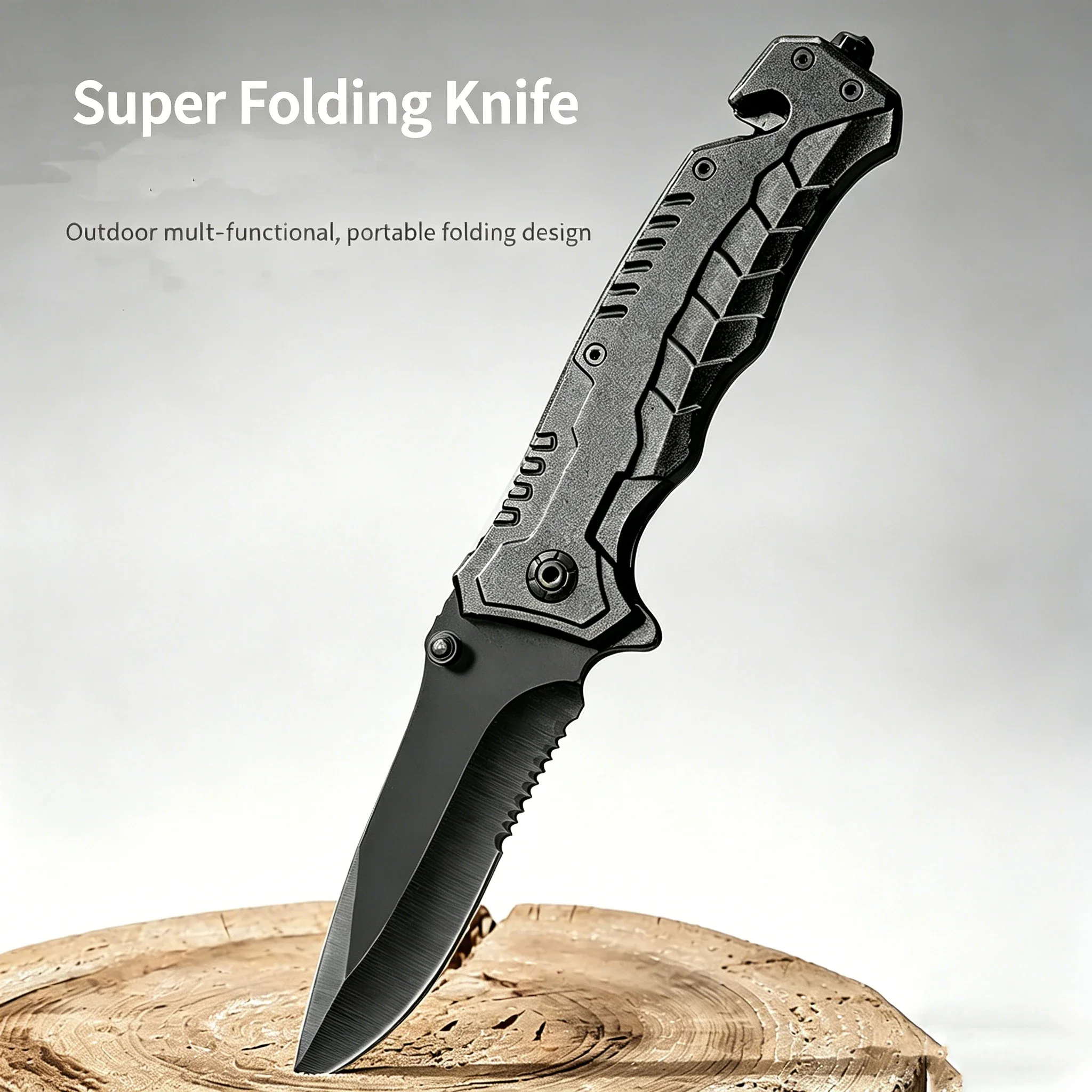 Outdoor Portable Folding Knife Multi purpose High hardness Stainless Steel Multi functional Wilderness Camping Knife