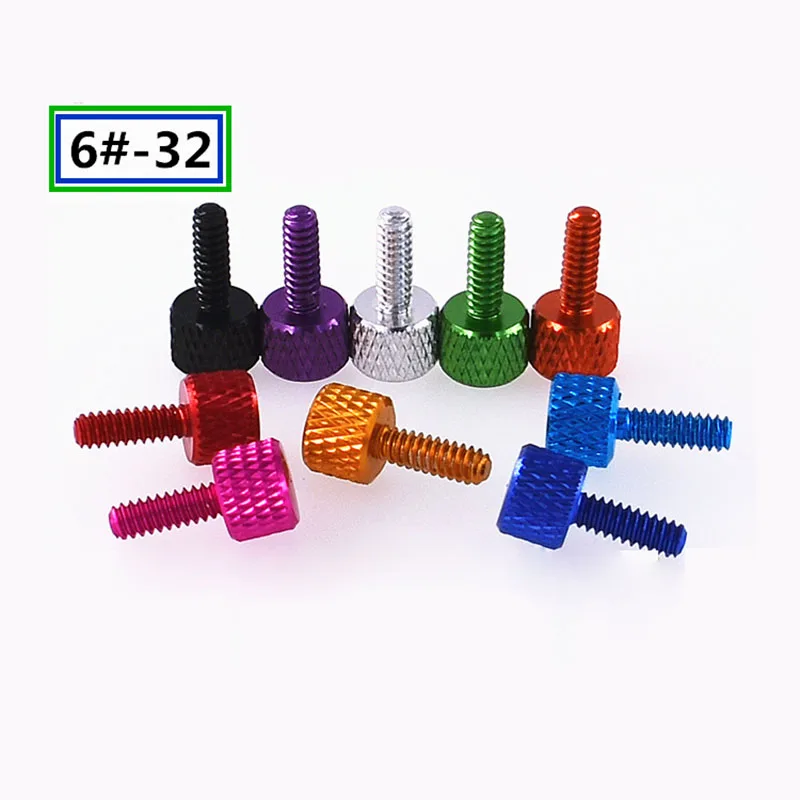 

10Pcs UNC 6#-32*10mm Knurled-Head Thumb Screws Aluminum Alloy Anodized Manual Adjustment Bolts DIY Parts for PC Computer Case