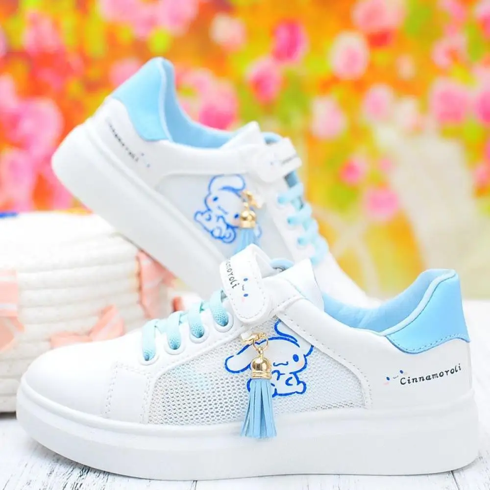 Kuromi hello kitty meninas tênis minha melodia cinnamoroll sanrio crianças sapatos casuais primavera antiderrapante sapatos de rede dos desenhos animados esportes shoe25