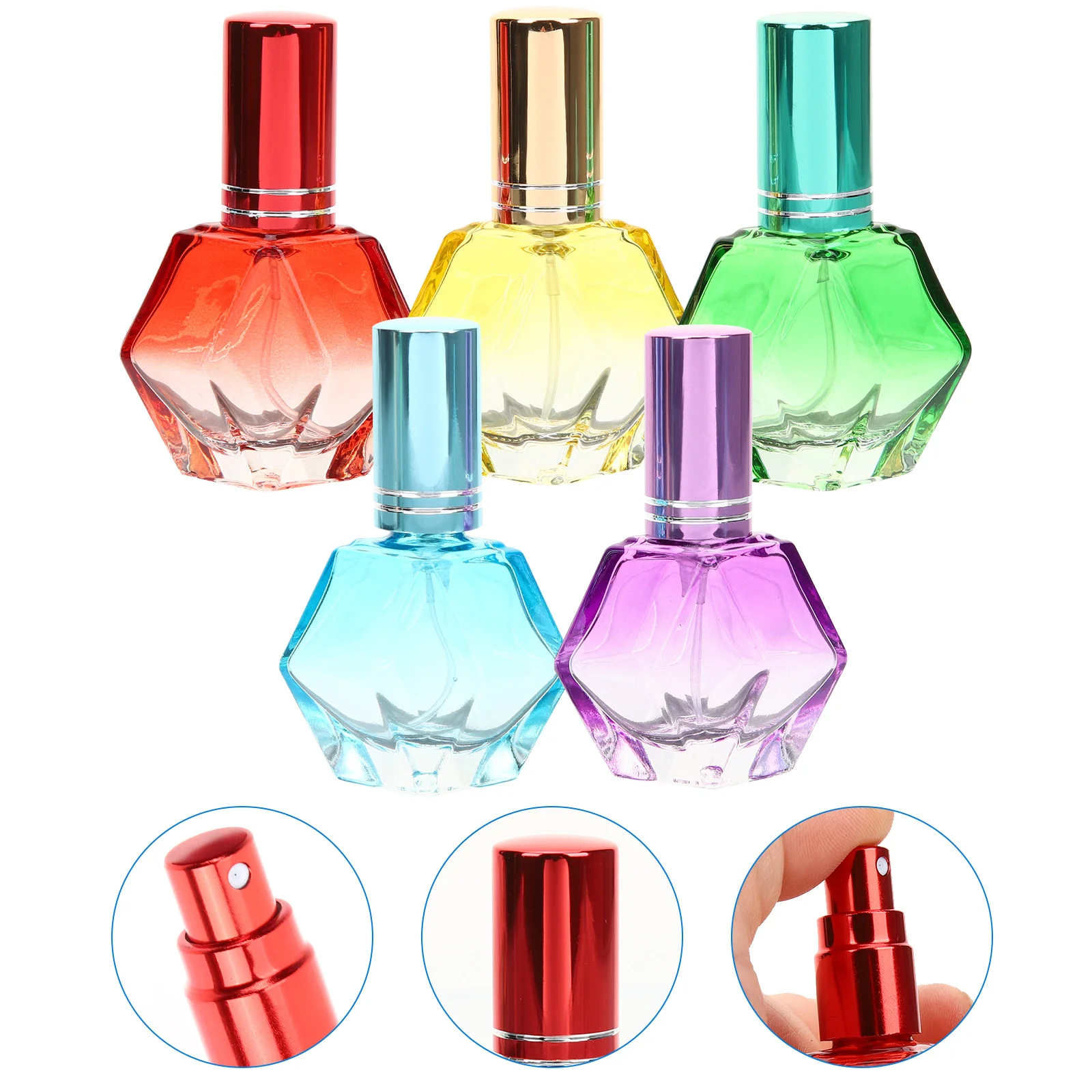 

5Pcs Vintage Glass Perfume Bottles Colored Refillable Holder Decorative Aroma Bottle Essential Oil Container Fragrance
