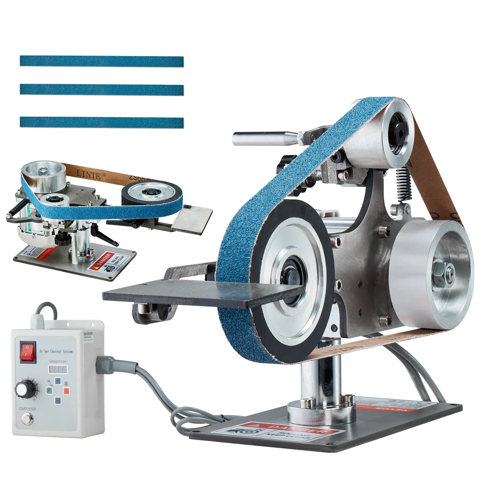 Belt Grinder Sander 30 x1-Inch Variable Speed Belt Polisher W/VFD 550W Grinding Polishing for Metalworking Knife Making