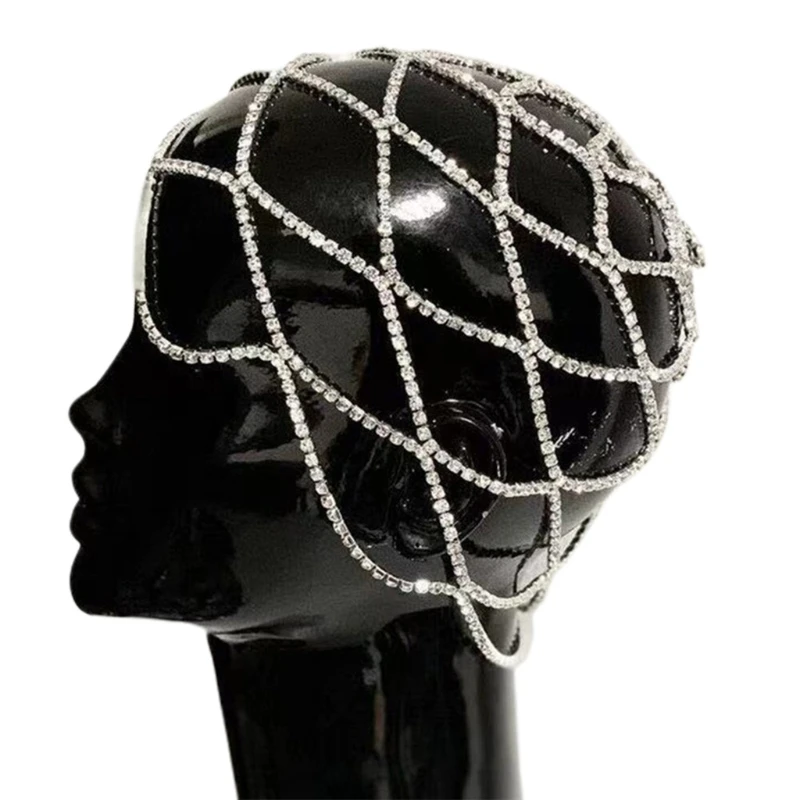 

Luxury Hollow for Rhinestone Mesh Headpiece Wedding for Head Chain Crystal Headb Dropship