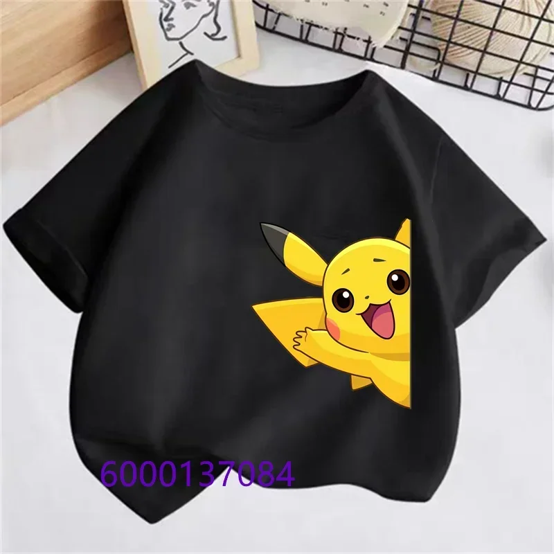 Cute Pokemon Pikachu Children's T-Shirt Printed Girls' Funny Clothing Boys' Children's Shirts Baby T-shirts Boy T Shirt+Shorts