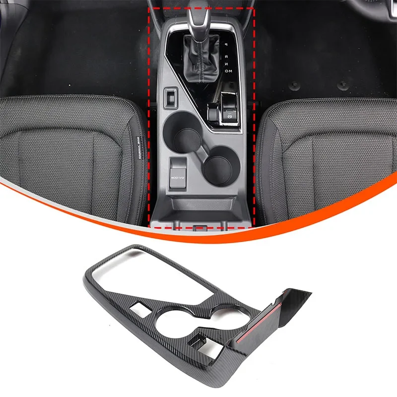 

For RHD For Subaru Crosstrek 2023-2024 ABS Carbon Fiber Car Control Panel Water Cup Frame Cover Trim Sticker Car Accessories