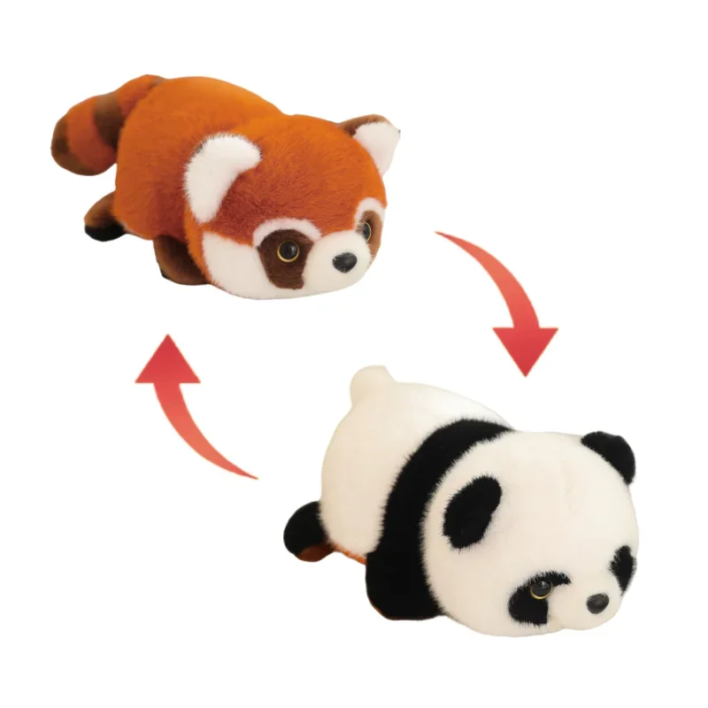 Cute Reversible Panda Raccoon Plush Toys Double Sided Stuffed Animals Plushies Doll Soft Pillow for Kids GIrls Xmas Gifts Decor