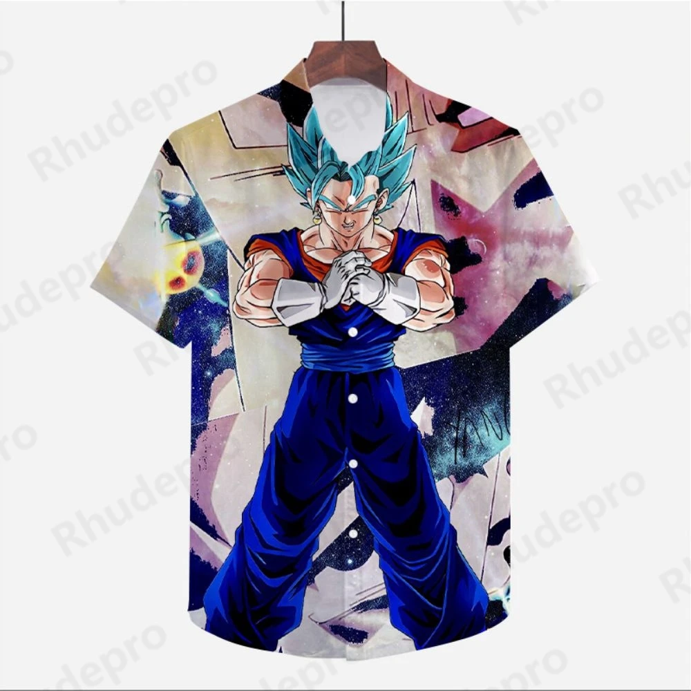 Vegeta Men's Clothes Shirt Streetwear Dragon Ball Z High Quality Short Sleeve Cute Anime Oversized 2024 Super Saiya Beach Style