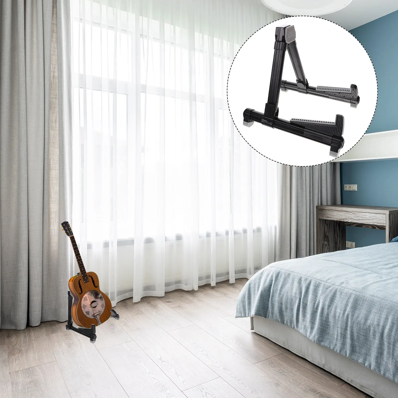 

Складная подставка для гитары, портативный держатель-рамка, устойчивая подставка для электрогитары, акустической гитары, бас-гитары, укулеле, универсальная подставка для хранения инструментов