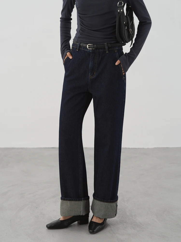 

EIGHTHMONTH High Waist Wide Leg Blue Jeans Women's Loose Casual Long Pants Autumn New Sle Comfortable Loose Trousers