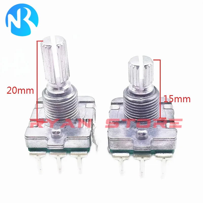 5PCS EC16 Type Encoder With Push Switch 24 Positioning 24 Pulse 5Pin Floral Axis Shaft 15MM 20MM  Digital Rotary Potentiometer