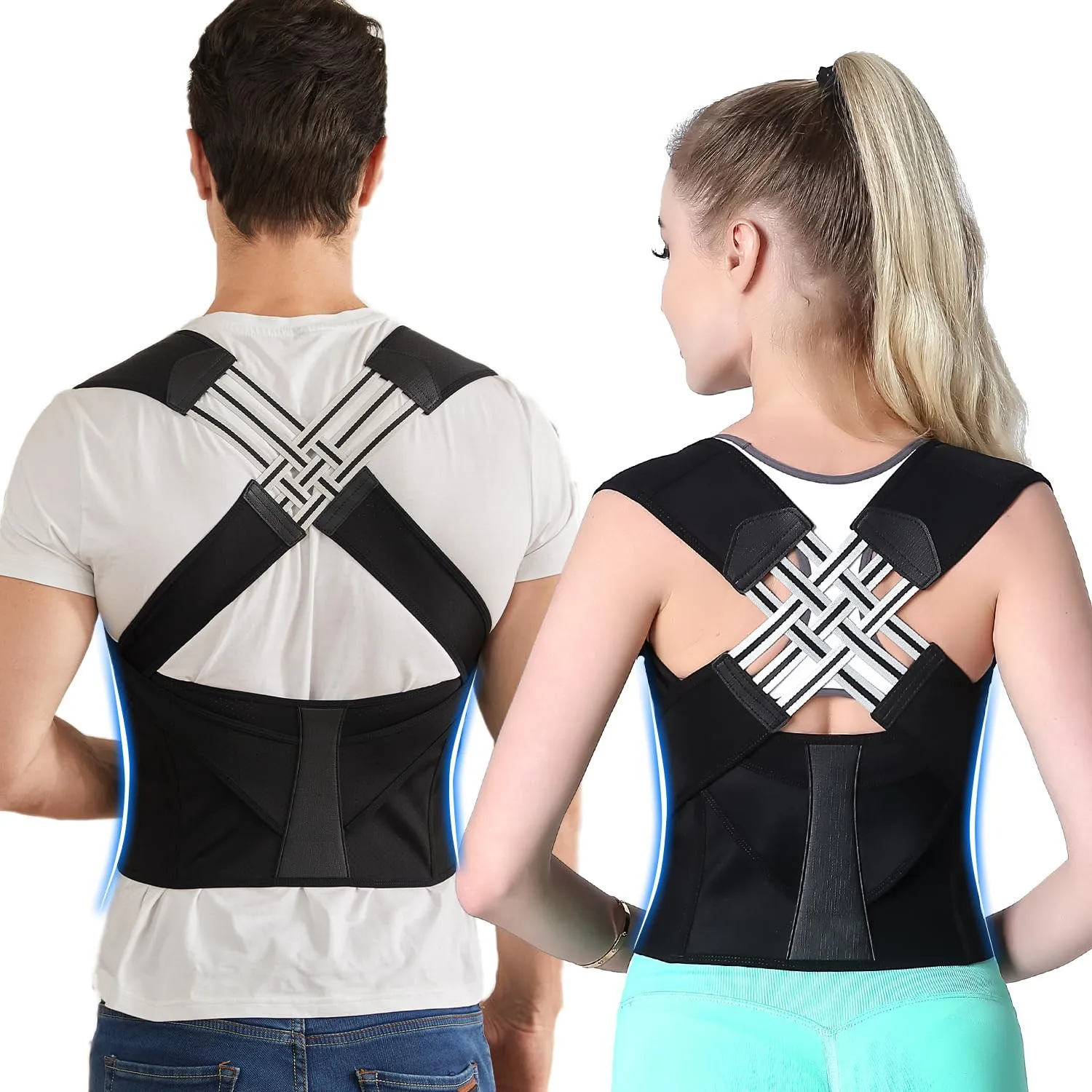 

Back Brace Posture Corrector for Women and Men, Shoulder Straightener Adjustable Full Back Support Upper and Lower