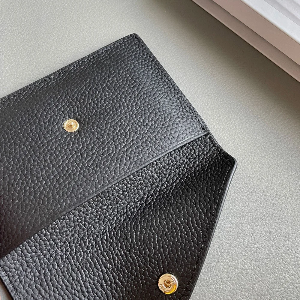 Luxury Genuine Leather Card Holder Fashion Mini Short Envelope Women Wallet Korean Japan Money Bag Credit Card Case Lady Purse