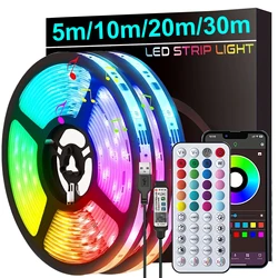 Bande lumineuse Led pour synchronisation de musique, avec contrôle par application, ruban lumineux Flexible pour décoration de fête à domicile, rétro-éclairage TV