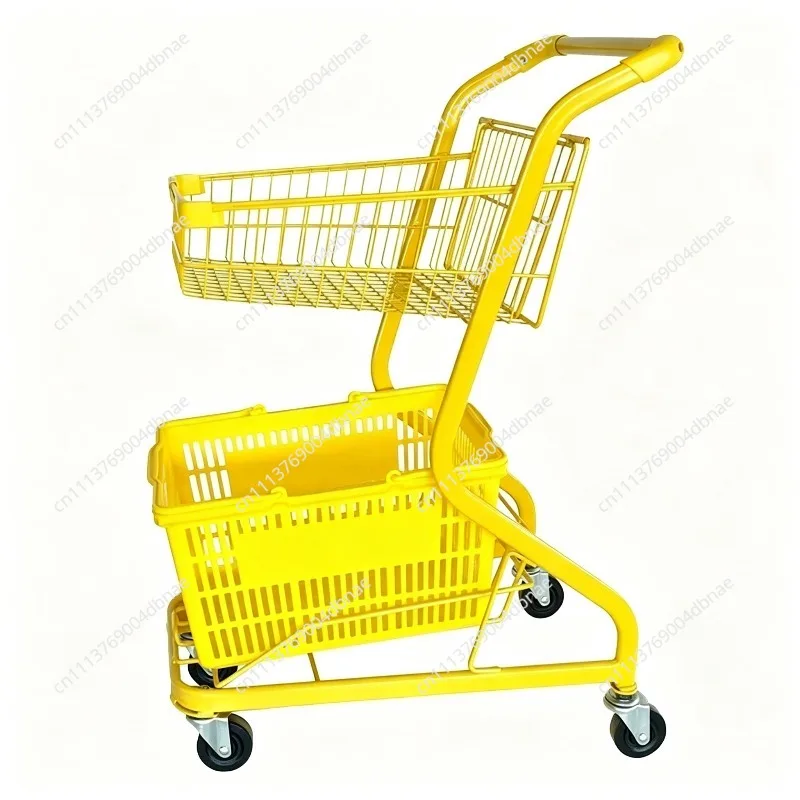 Supermarket Double Shopping Cart Doll Clip Machine Pet Snack Shop Yellow Orange Colored Metal Internet Celebrity Pink Cart