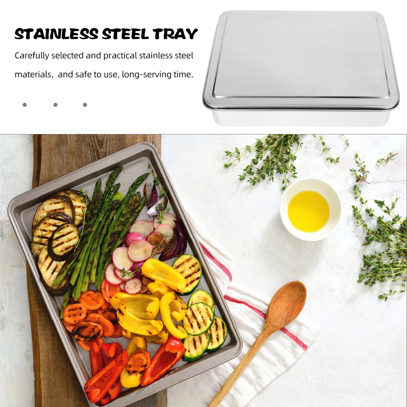 

Deep Tiramisu Cake Pan Stainless Steel Baking Mold with Lid Kitchen Baking Tray Cake Storage Pans Tiramisu Pan with Cover