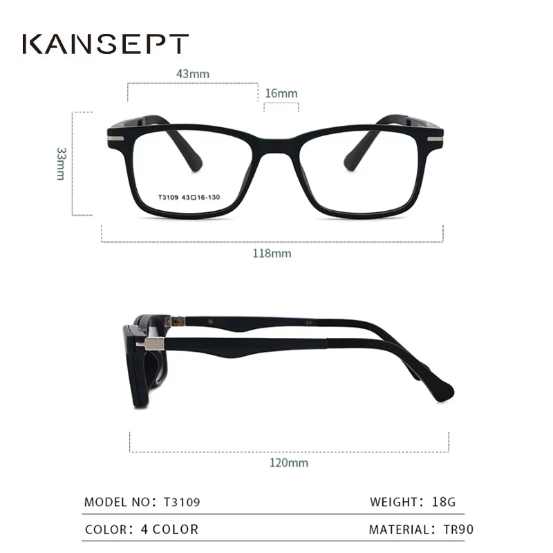 KANSEPT Eyewear Square Lenses for Children Kids Sunglasses Polarized Magnetic Clip-on Womens Glasses Frames Shades Female #T3109