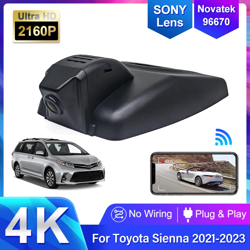 

New Car Driving Recorder Easy to install For Toyota Sienna (XL40) 2023 2022 2021 4K Car DVR Wifi Video Recorder Dash Cam Camera