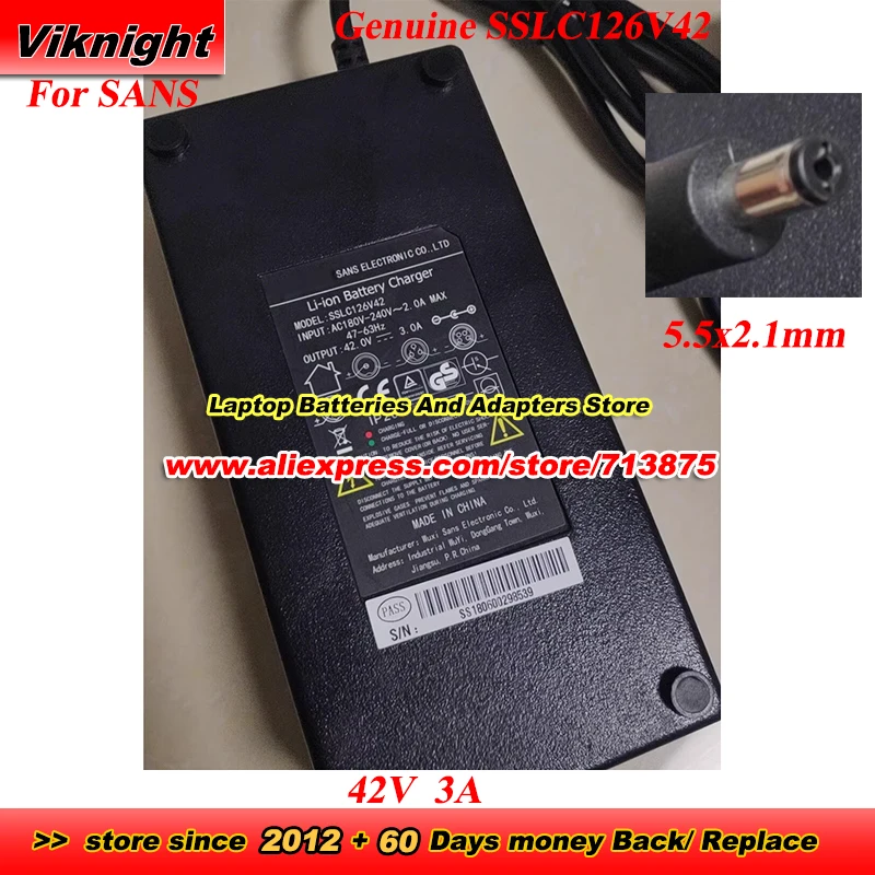 

Genuine 42V 3A SSLC126V42 AC Adapter for SANS with 5.5x2.1mm tip Power Supply