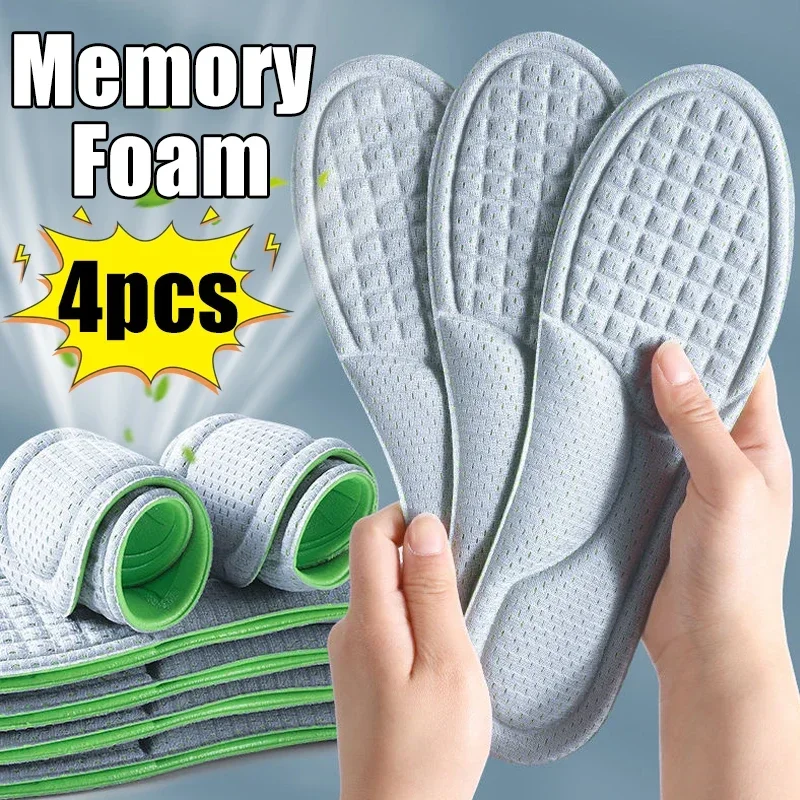 

4pcs Nano Memory Foam Insoles for Shoes Sweat-Absorbing Breathable Deodorant Insole for Feet Orthopedic Sponge Shoe Inserts Pad