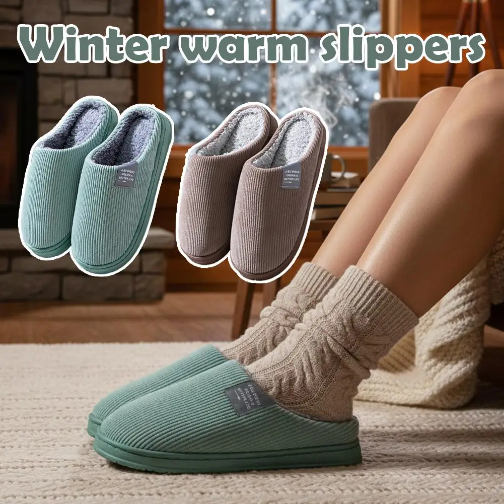 Winter-Plüsch-Hausschuhe, Leicht, Warm, Geschlossene Zehenpartie, Weiche Flauschige Fütterung, Slipper für Schlafzimmer und Wohnzimmer – Detail 6