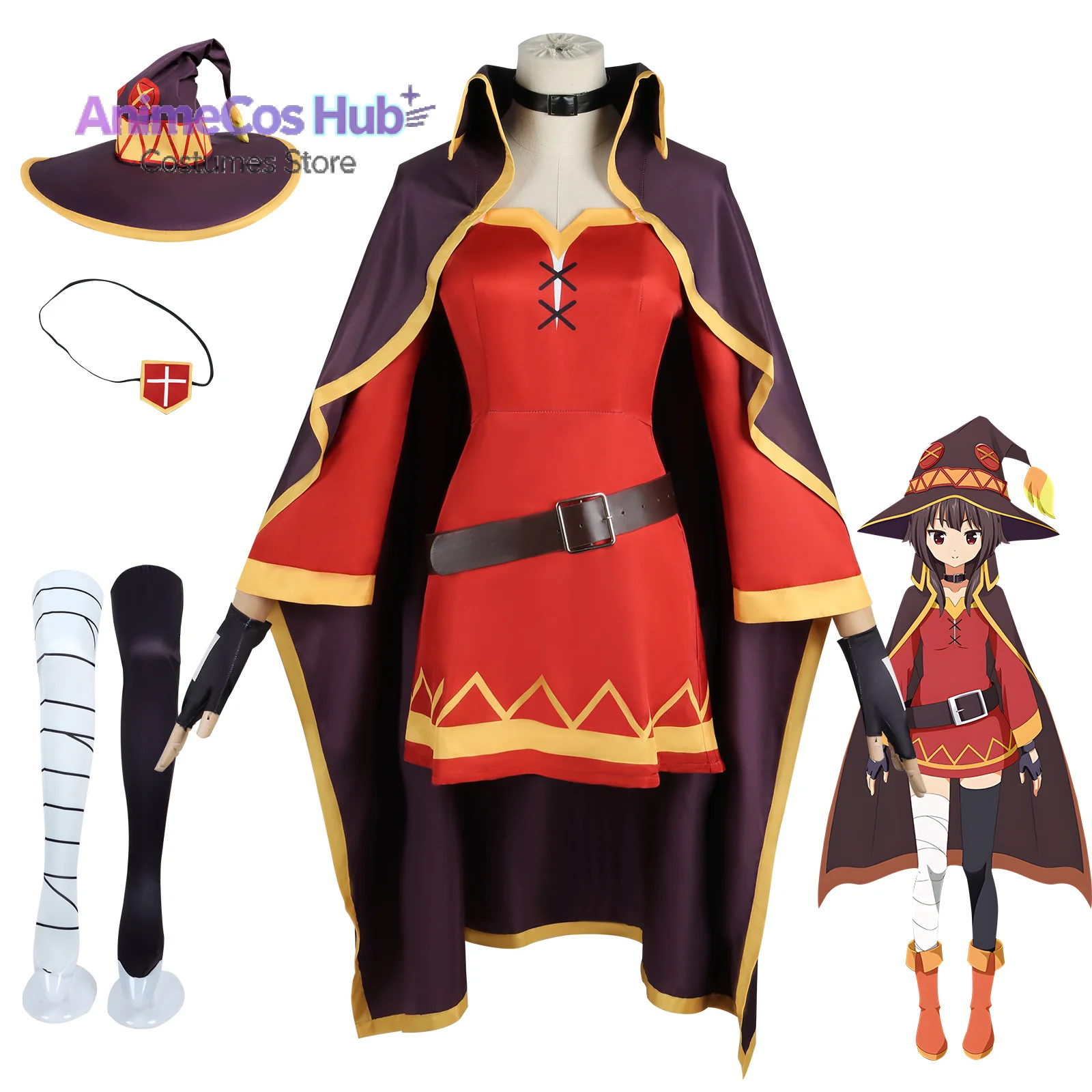 Anime Megumin Cosplay Kostüm Damen Zaubererinnen-Kleid Outfits Megumin Cos Halloween Cos Kostüme