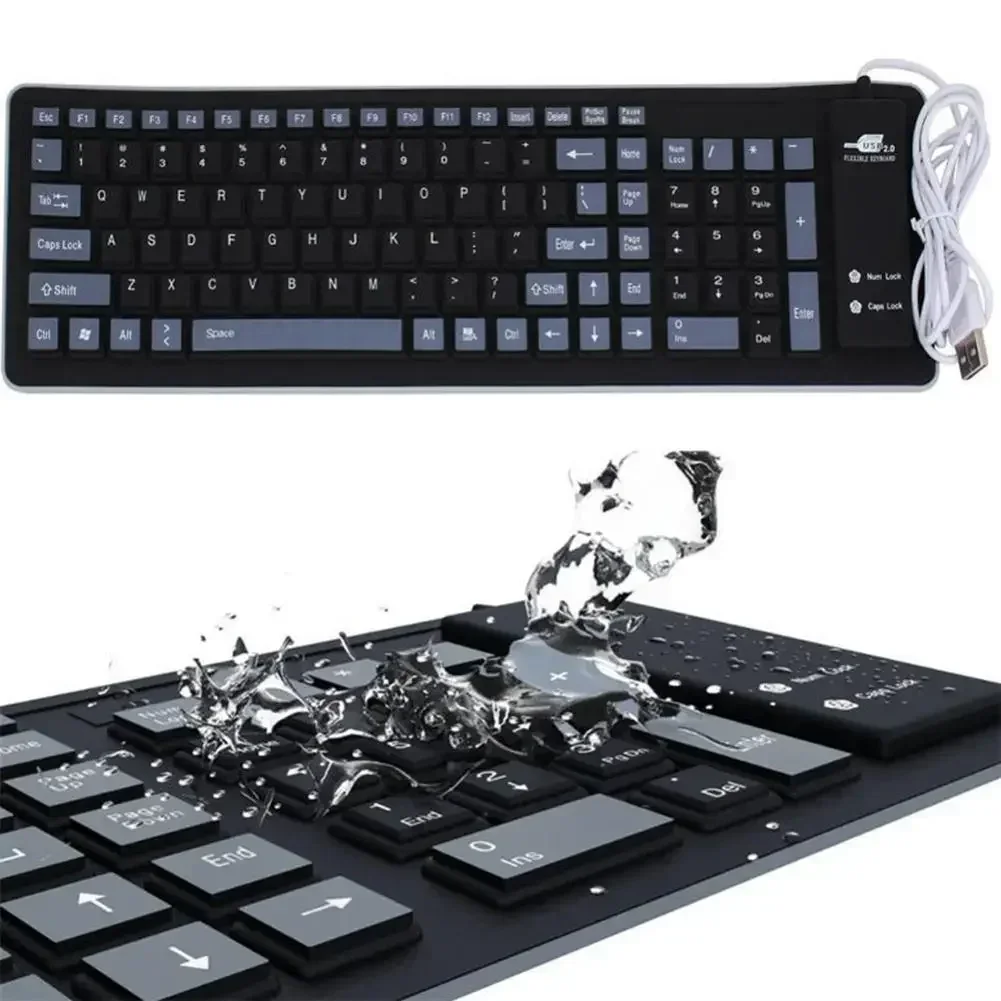 Convenient Office Keyboard Portable Silent Foldable Silicone Keyboard Usb Soft Waterproof Roll Up Keyboard for Pc Laptop