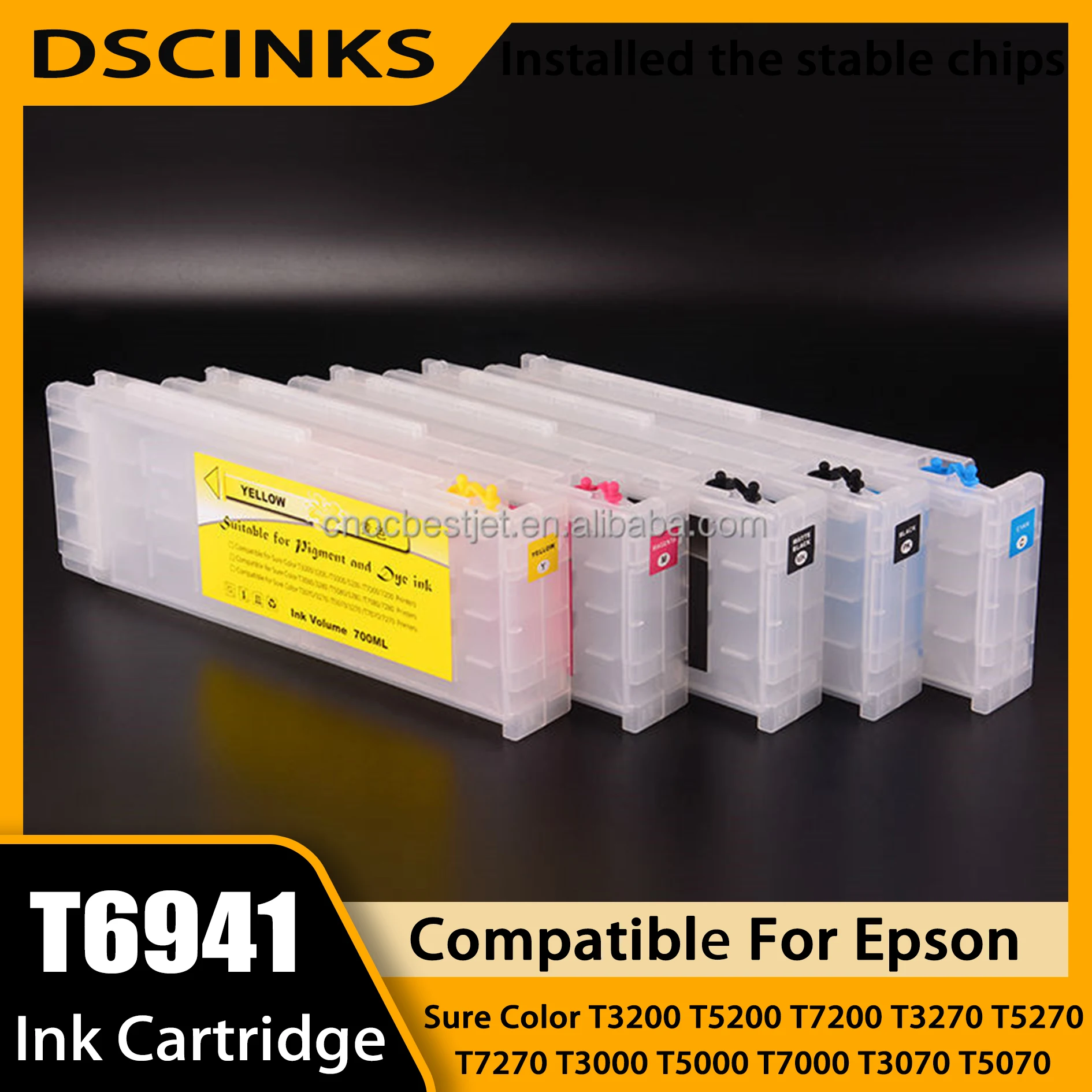 T6941-T6945 Refillable Ink Cartridge For Epson Sure Color T3200 T5200 T7200 T3270 T5270 T7270  T3000 T5000 T5270D T7270D Printer