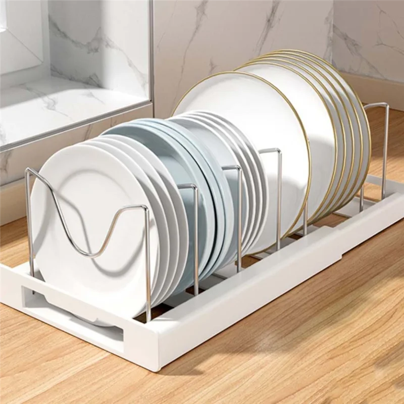 A38M Rak Organizer Tutup Panci & Panci Yang Dapat Diperluas Di Bawah Kabinet-Rak Organizer Panci Dicelup Karet untuk Organizer Kabinet Dapur A Du