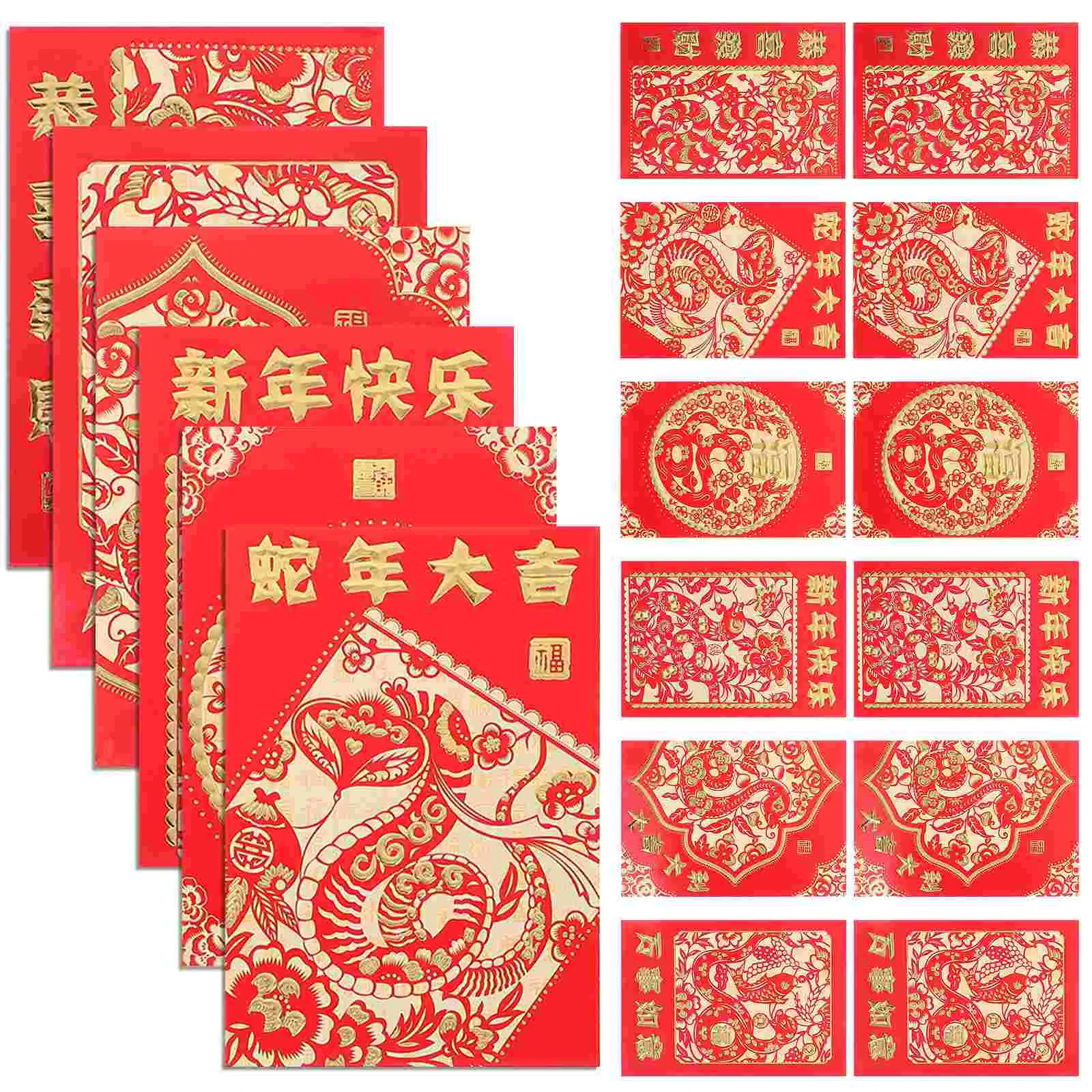 36 Pcs Year of The Snake Red Envelope Paper Money Bags Packet 2025 Creative Chinese New Envelopes Style