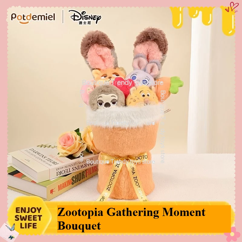 

Genuine zootopia Plush Toys Cartoon judy nick Figure Plush Flower Bouquet Bedroom Ornament Children's Birthday Christmas Gifts