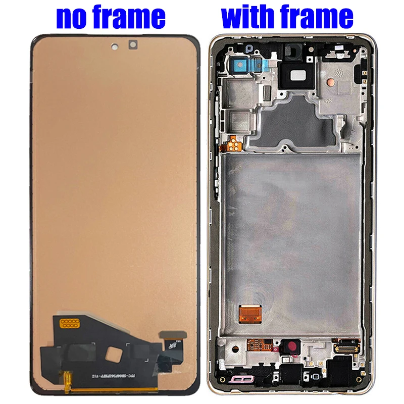 For Samsung Galaxy A72 A725 A725F LCD Display Screen Module Pantalla with Touch Panel Digitizer Sensor A72 LCD Assembly Frame