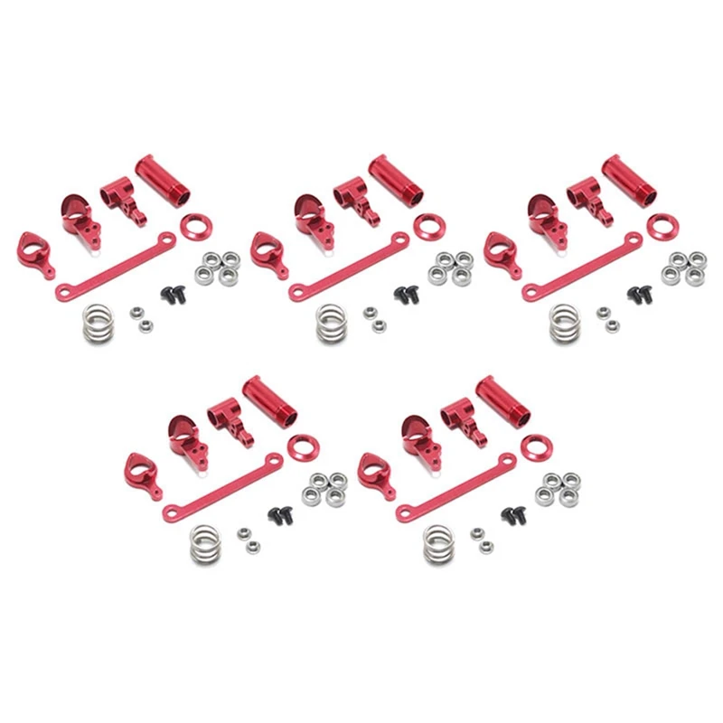 

5 Set Steering Clutch Assembly Steering Servo Saver Complete Upgrade Parts For Wltoys 144001 1/14 RC Car,Red