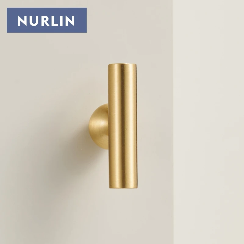 Nurlin Brass Round Ball Foot Cabinet Knobs 4 Sizes Long Door Pull T-bars Antioxidant Protection Kitchen Furniture Handle
