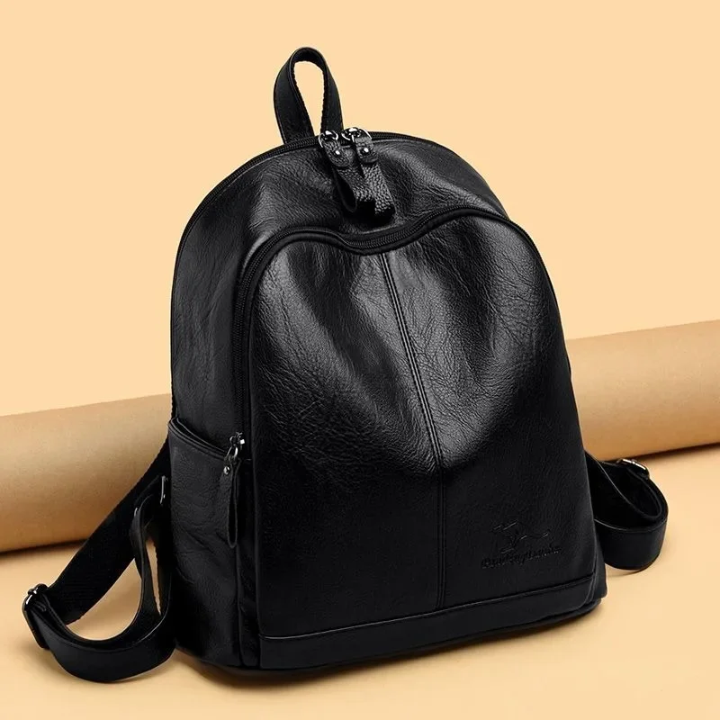 Ms. Texture Backpack 2024 New Korean Version All-match Large Capacity Fashion Solid Color Soft Leather