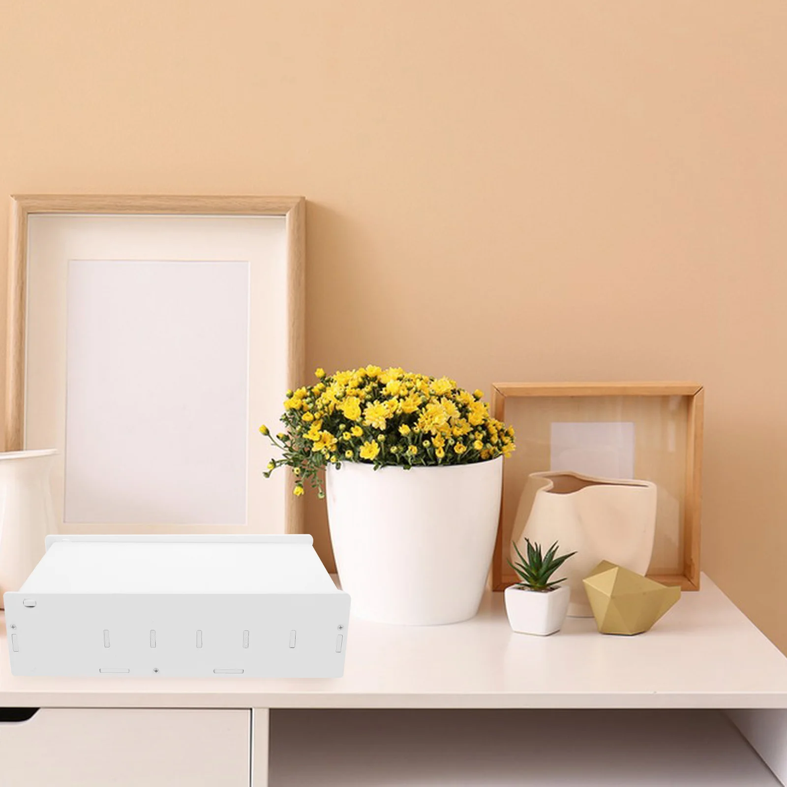 

Flip Storage Box Cash Register Drawer Tray White Organizer for Bills Multifunctional Small