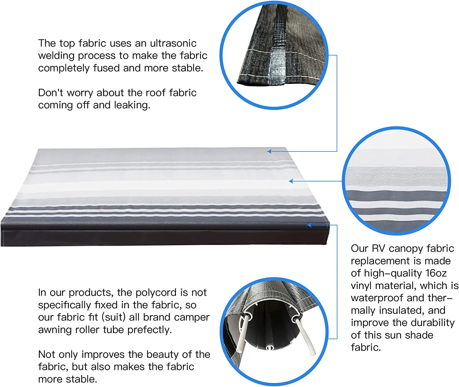 STLF دائم مقطورة التخييم التخييم RV الفينيل المظلة استبدال #5