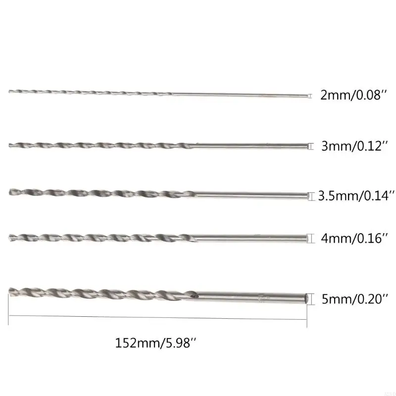 A2UD 5PCS 2-5 мм 152 мм длиной HSS Twist Bit Bit Straight Shank Electric Drill Electric Drill
