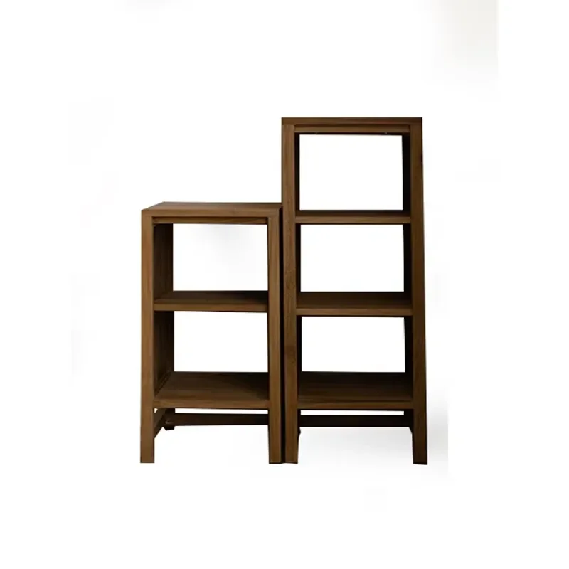 Modern Wabi-Sabi Nordic Japanese Solid Wood Combination Bookcase for Living Room Modular Storage Small Side Cabinet
