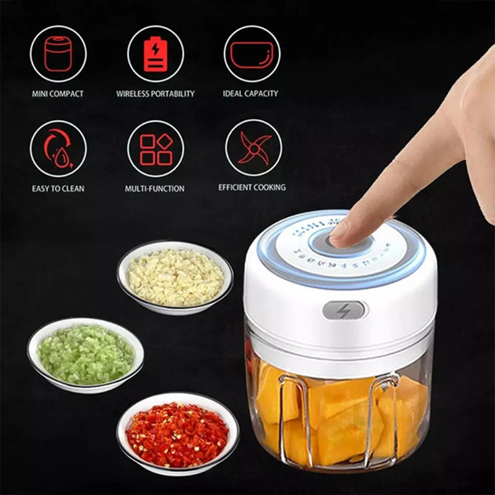 Electric Kitchen Food Chopper Garlic Crusher Meat Grinder Mini Garlic Press Vegetable Chopper Masher Machine USB Kitchen Gadgets