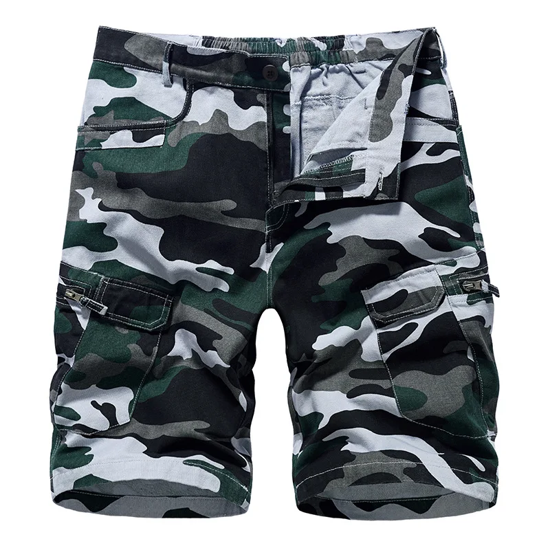 For 2023 Summer New Mens Casual Trouers Beach Green Camouflage Shorts Military Cargo Work Man Short Pants OverSize 29-40