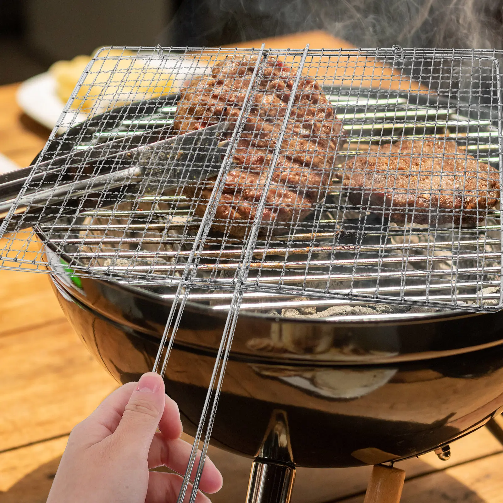 Bbq Grill Basket Stainless Steel Mesh Fish Meat Vegetable Tight Clamp Outdoor Grill Accessories Rolling Grilling Basket