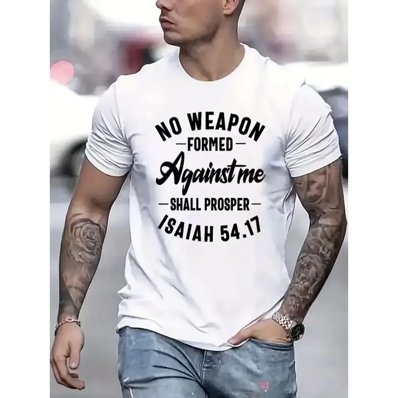 Mens Tshirt Comfortable Crew Neck Casual Cotton Soft Breathable Top Menswear Tshirt Streetwear Cotton Fabric Trendy Letter Print