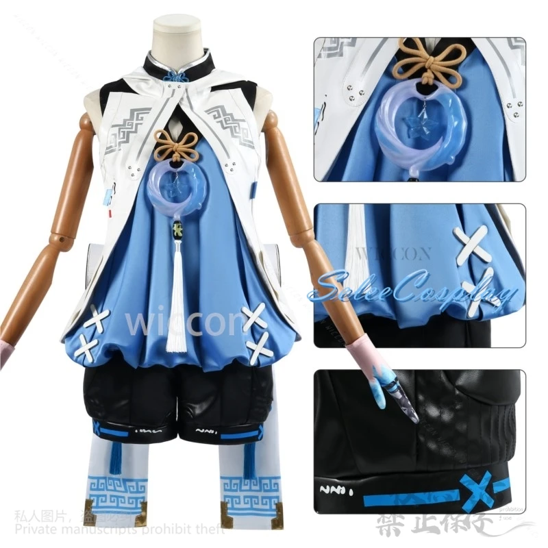 Hot Anime Game Wuthering Waves 명조 Cosplay Youhu Suit Dress High Quality Uniform Blue Wigs For Halloween Christmas Customized