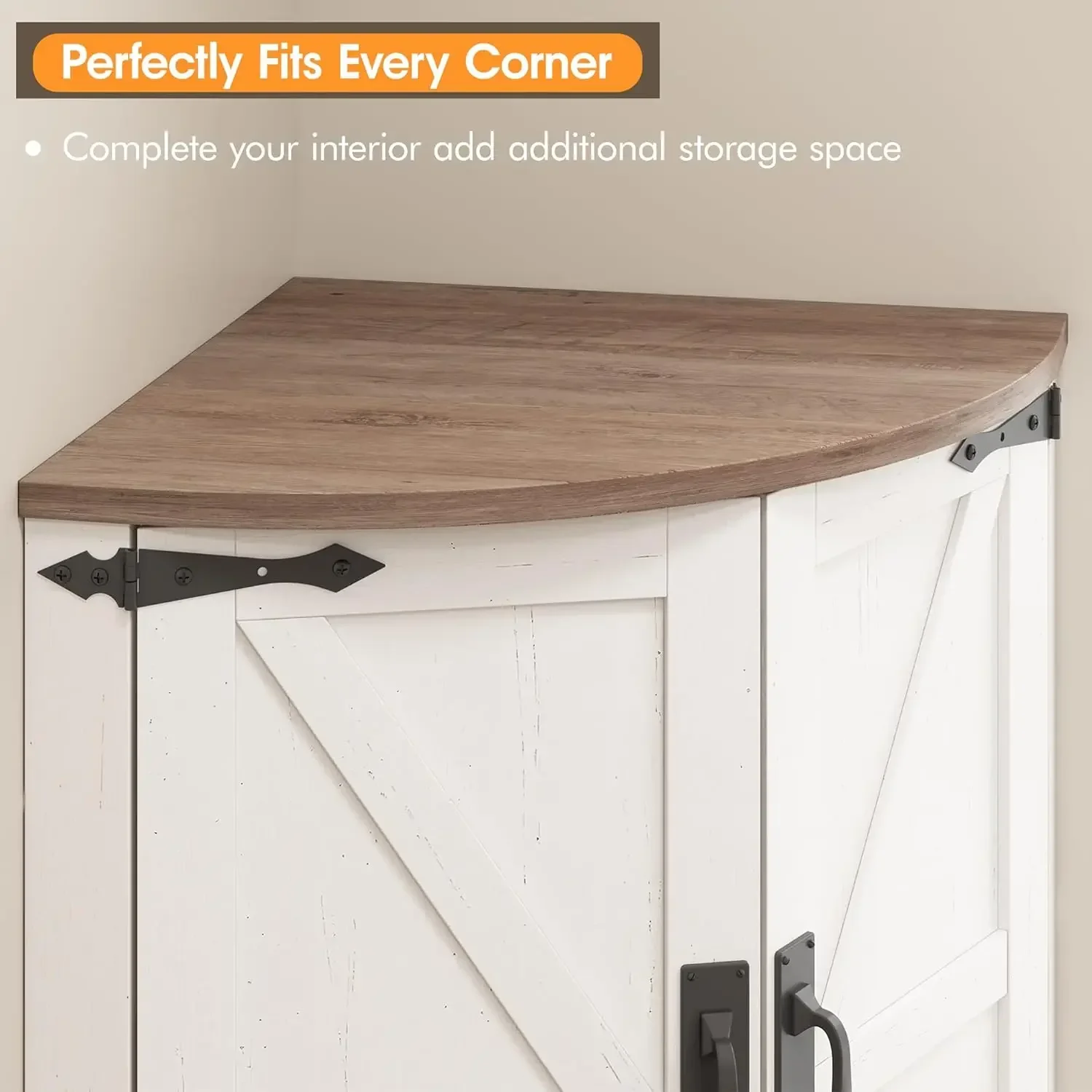 [Новое поступление, бесплатная доставка! ]Высококачественный угловой шкаф для фермерского дома высотой 64,8 дюйма с 4 дверцами и 5 полками для хранения, стол для фермерского дома