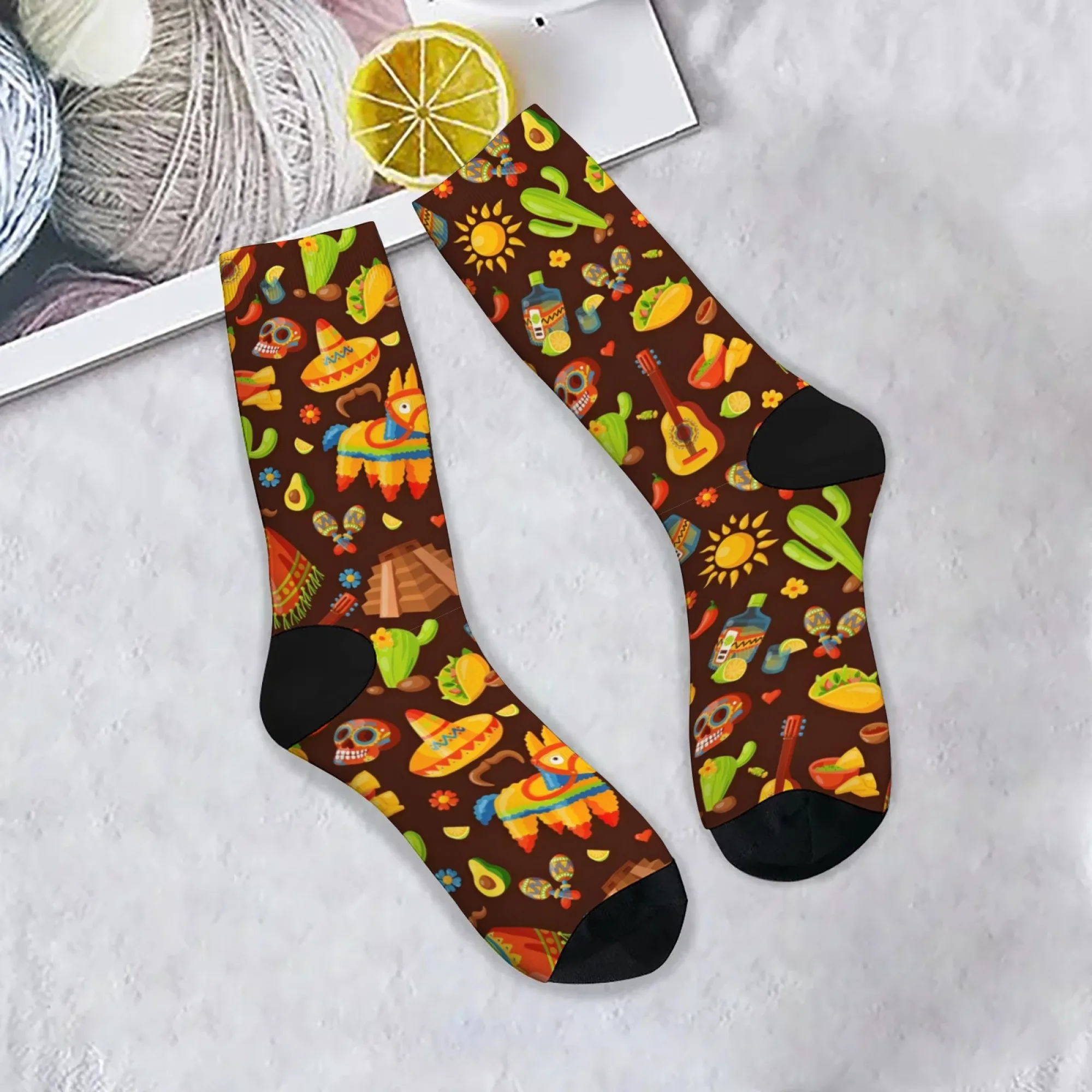 Neuheit Mexikanische Harajuku-Stil Herrensocken bequeme atmungsaktive rutschfeste Freizeitsocken Harajuku Retro-Thema Crew-Socken lustiges Geschenk
