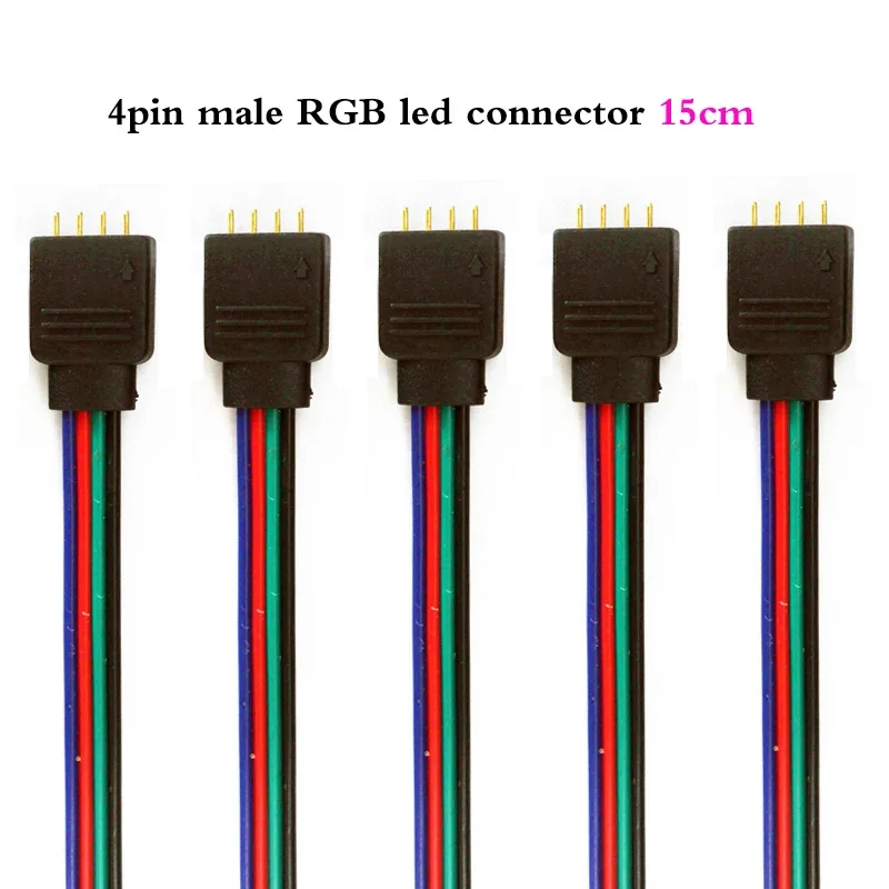 New 15cm 5 Pcs 4 Pin male + 5 Pcs 4 Pin Female led RGB Connector DIY Wire Cable  For 5V/12V 3528 5050 RGB LED Strip