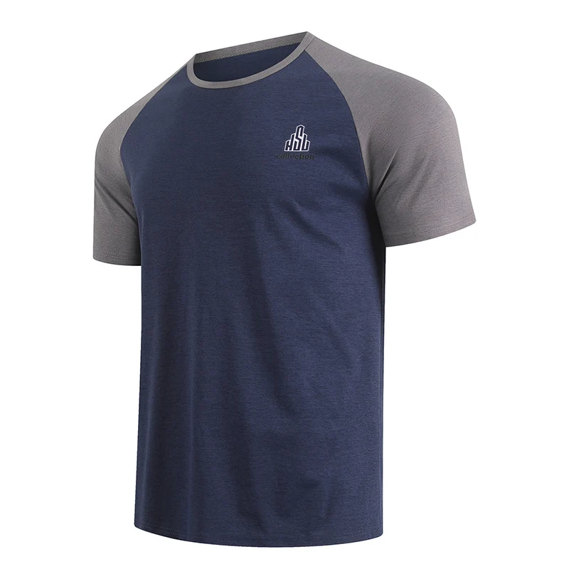 Summer Men's Fashionable Color Blocked Short Sleeved Versatile T-Shirt Comfortable Round Neck Sports Home Plus Size Top Pajamas
