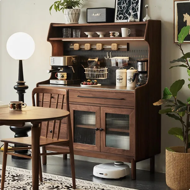 

Customizable North American side solid wood tea storage integrated rock slab locker against the wall