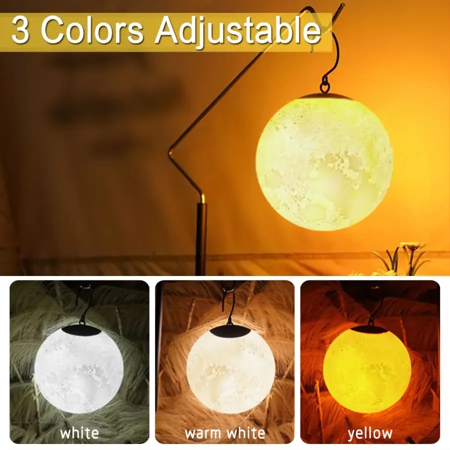 Outdoor LED Camping Lantern Waterproof Tent Lamp USB Rechargeable Portable Hanging Moon Light Garden Decor Lights