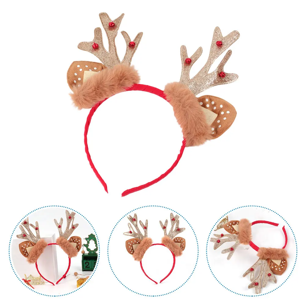 

1Pcs Elk Headdress Xmas Party Hair Decor Photo Prop Lovely Elk Design Charming Hairband Adorable Hair Decor