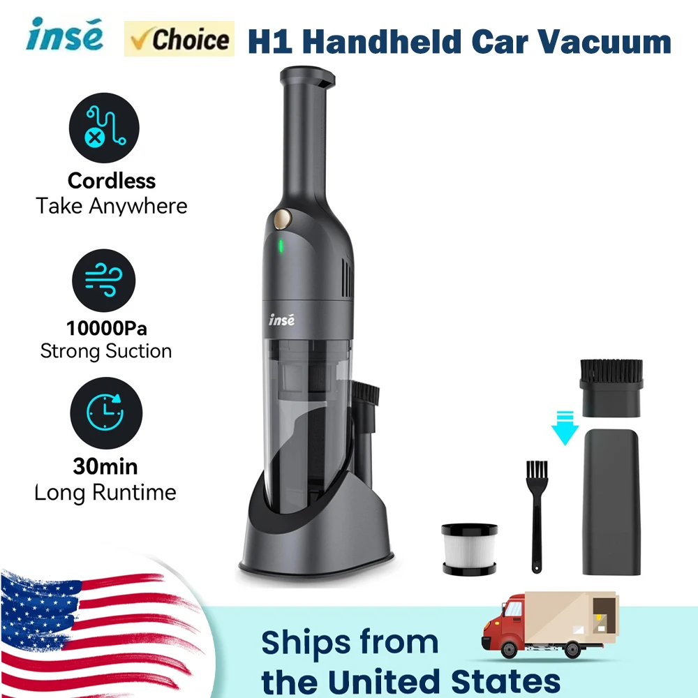 

INSE H1 Handheld Cordless Vacuum Cleaner 10000Pa Rechargeable Vacuum with 30 Mins Runtime 500ML Dust-bin for Car Floors Pet Hair